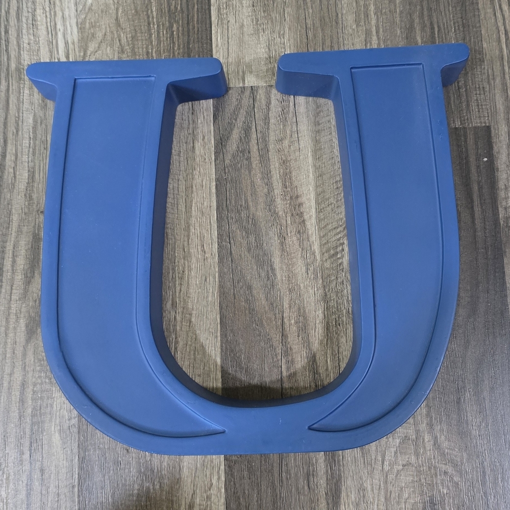Stylish Navy Blue Decorative Letter U